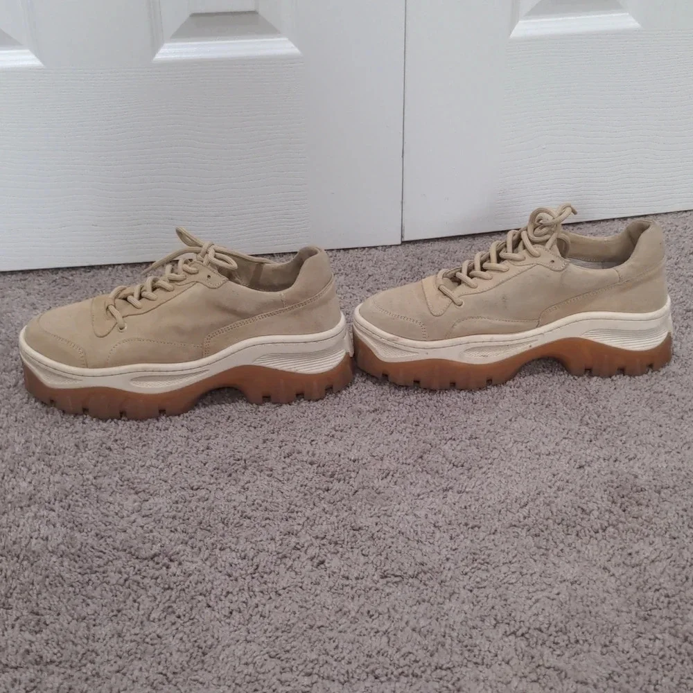 Bronx Baisley Tan Suede Chunky Platform Lug Sole Sneakers EU 41